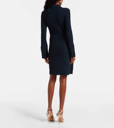 Veronica Beard Lauper Ribbed-knit Mini Dress In Blue