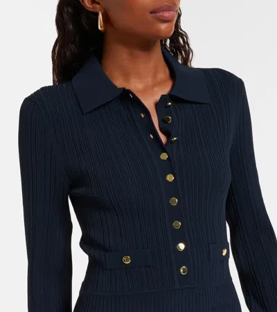 Veronica Beard Lauper Ribbed-knit Mini Dress In Blue