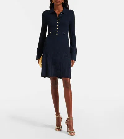 Veronica Beard Lauper Ribbed-knit Mini Dress In Blue