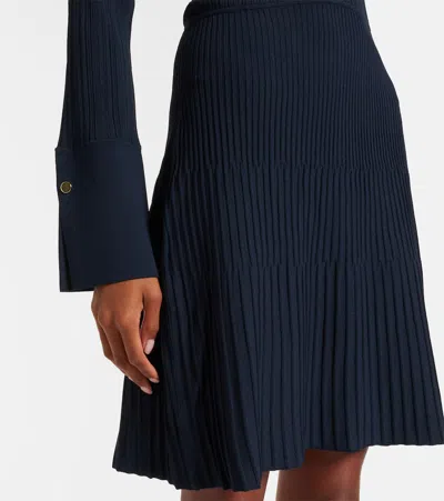 Veronica Beard Lauper Ribbed-knit Mini Dress In Blue