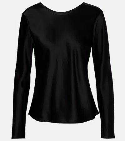 Leset Barb Lace-trimmed Satin Top In Black