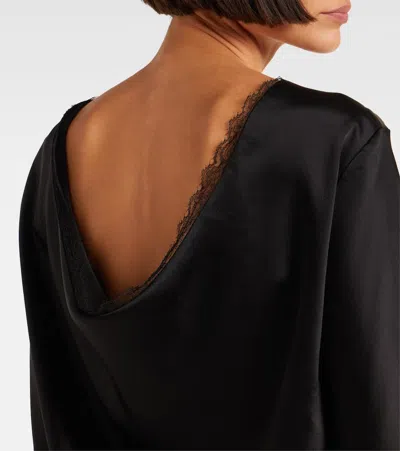 Leset Barb Lace-trimmed Satin Top In Black