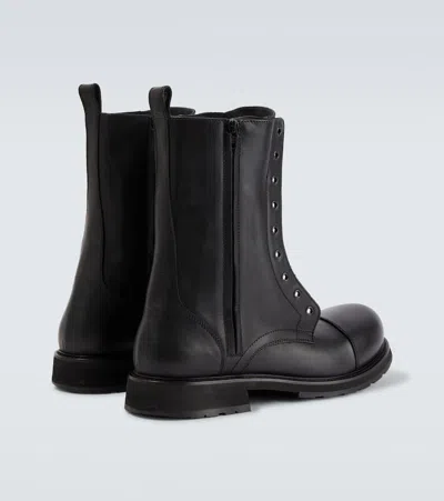 Balenciaga Rugged Leather Ankle Boots With Chunky Sole In Black
