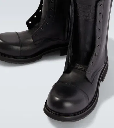 Balenciaga Rugged Leather Ankle Boots With Chunky Sole In Black