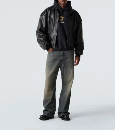 Balenciaga Rugged Leather Ankle Boots With Chunky Sole In Black