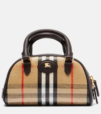 Burberry Mini Highlands Bowling Handbag And Handles In Neutral