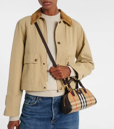 Burberry Mini Highlands Bowling Handbag And Handles In Neutral