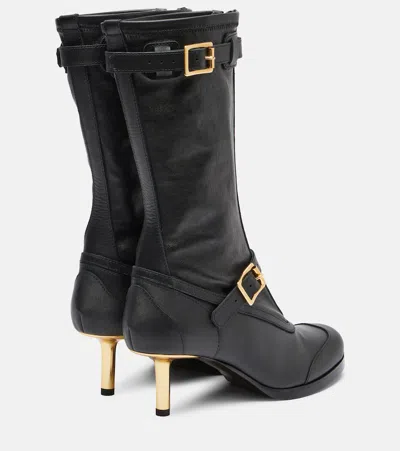 Sacai Aviator Leather Boots In Black