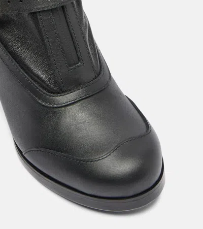 Sacai Aviator Leather Boots In Black