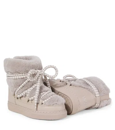 Inuikii Leather-trimmed Shearling Snow Boots In Multi