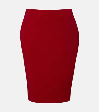 Saint Laurent Fitted Midi And Knee-length Skirt In Red