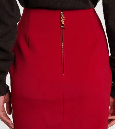 Saint Laurent Fitted Midi And Knee-length Skirt In Red