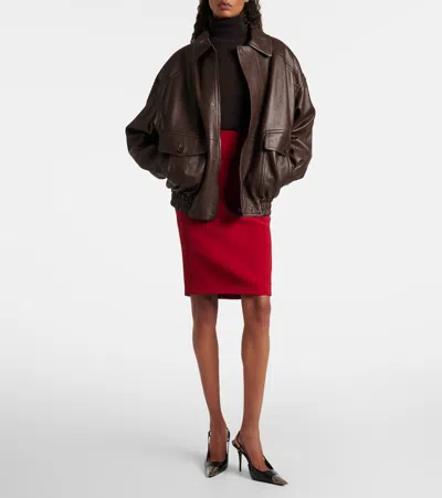 Saint Laurent Fitted Midi And Knee-length Skirt In Red