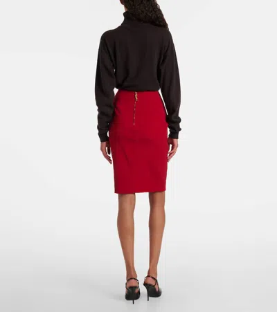 Saint Laurent Fitted Midi And Knee-length Skirt In Red