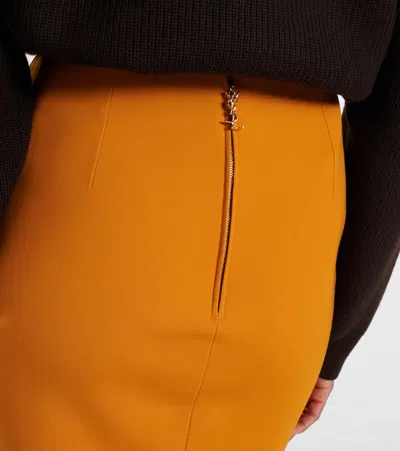 Saint Laurent Mid-rise Pencil Skirt In Satin Clothing In Orange