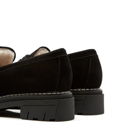 La Canadienne Donny Suede Platform Penny Loafers In Black