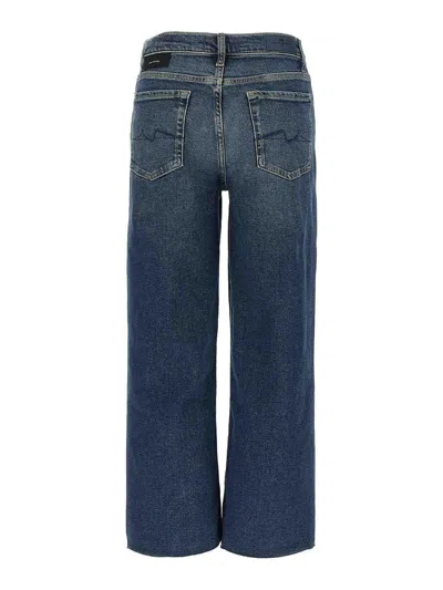 7 For All Mankind Faded Effect Cropped Jeans In Blue