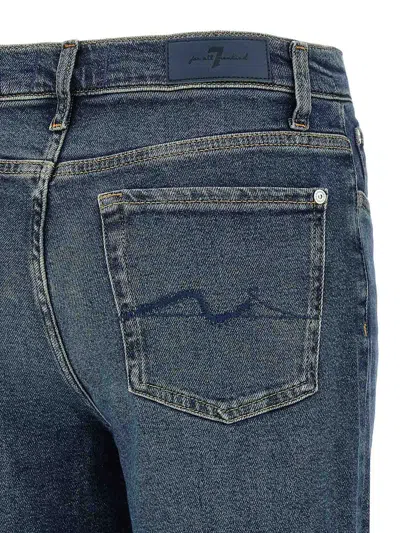 7 For All Mankind Faded Effect Cropped Jeans In Blue