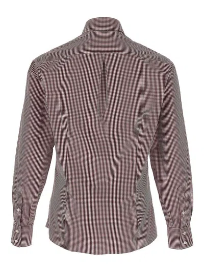 Brunello Cucinelli Checked Pattern Button-down Collar Shirt In Brown