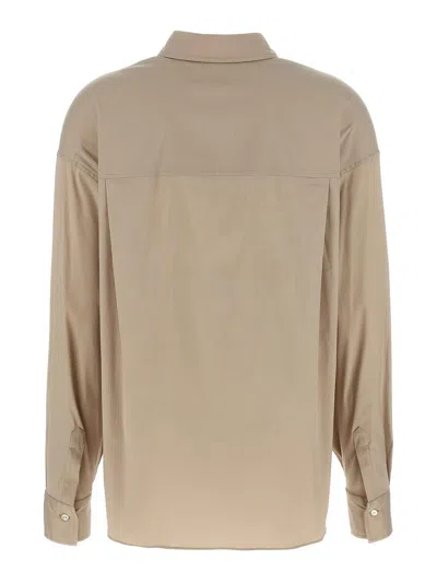 Brunello Cucinelli V-neck Shirt With Collared Design In Nude