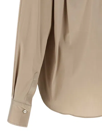 Brunello Cucinelli V-neck Shirt With Collared Design In Nude