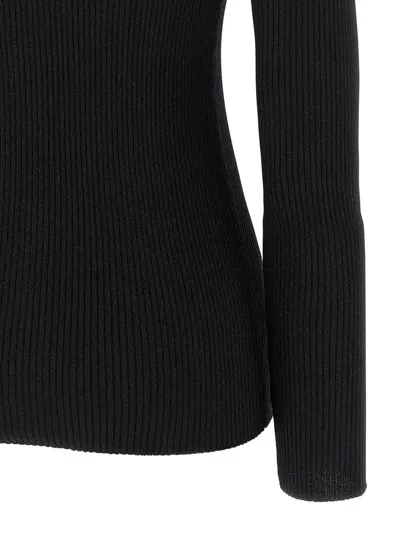 Brunello Cucinelli Knit Sweater Hood Ribbed Texture In Black