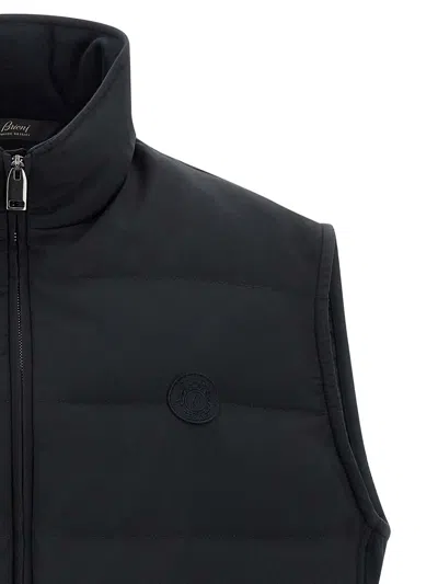 Brioni 'golf Capsule' Sleeveless Padded High Collar Vest In Blue