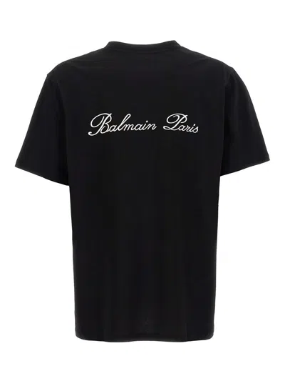 Balmain Black Cotton T-shirt In Black
