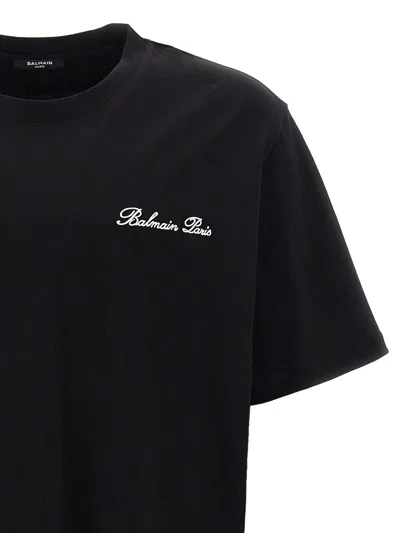 Balmain Black Cotton T-shirt In Black