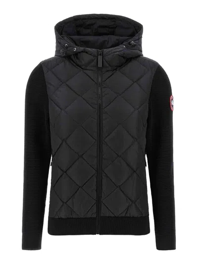 Canada Goose Hybridge Cardigan With Padded Front Panel In Black
