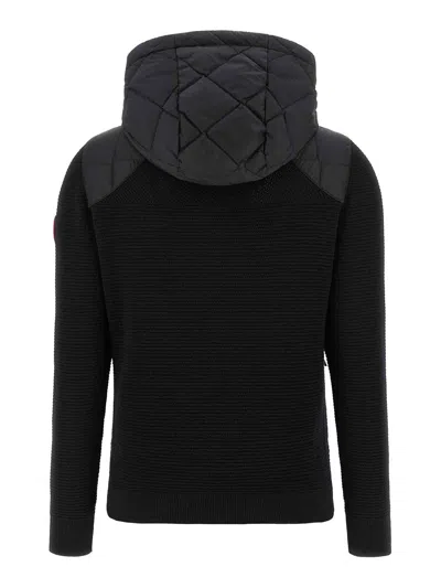 Canada Goose Hybridge Cardigan With Padded Front Panel In Black