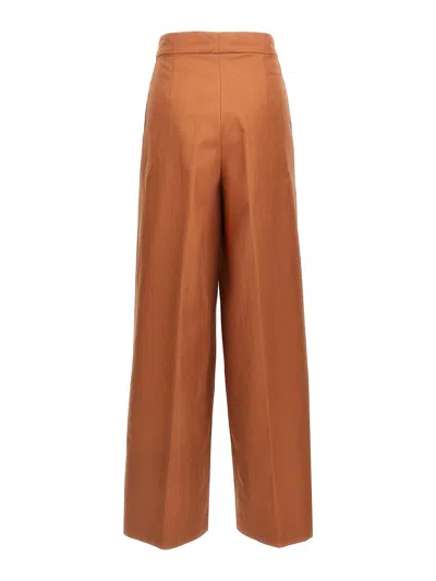 Dries Van Noten High Waist Pleated Wide Leg Trousers In Brown