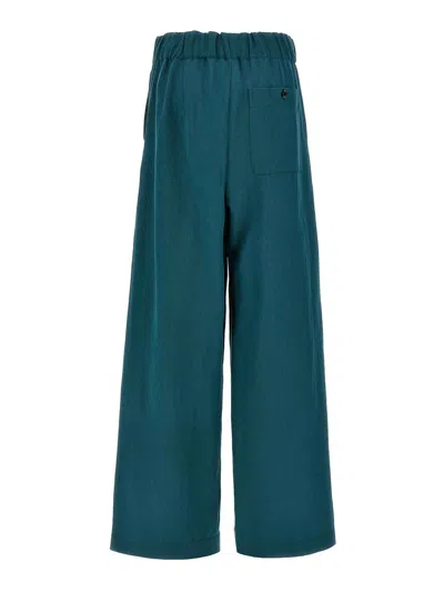 Dries Van Noten Trousers Wide Leg Elastic Waistband In Blue
