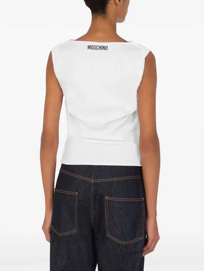 Moschino Graphic Print T-shirt With Cut-out Details In White