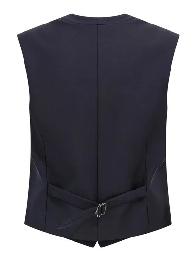 Blazé Milano Women's Blue Wool Vest With V-neck In Blue
