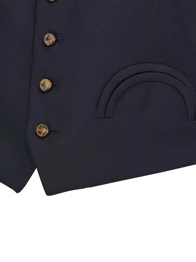 Blazé Milano Women's Blue Wool Vest With V-neck In Blue