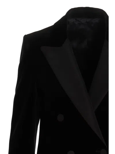 Blazé Milano Blaze Milano Everyday Double-breasted Velvet Blazer In Black
