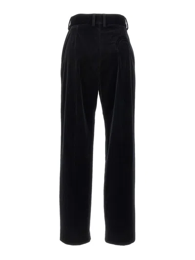 Blazé Milano Velvet Pleated Trousers With Belt Loops In Black