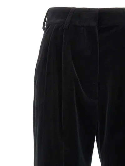 Blazé Milano Velvet Pleated Trousers With Belt Loops In Black