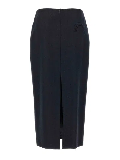 Blazé Milano Blaze Milano Maine Sussex Longuette Wool Midi Skirt In Blue