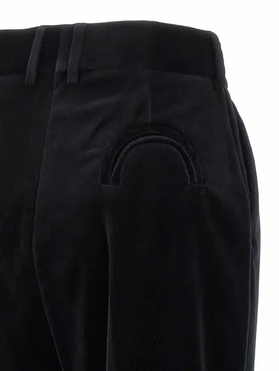 Blazé Milano Velvet Pleated Trousers With Belt Loops In Black