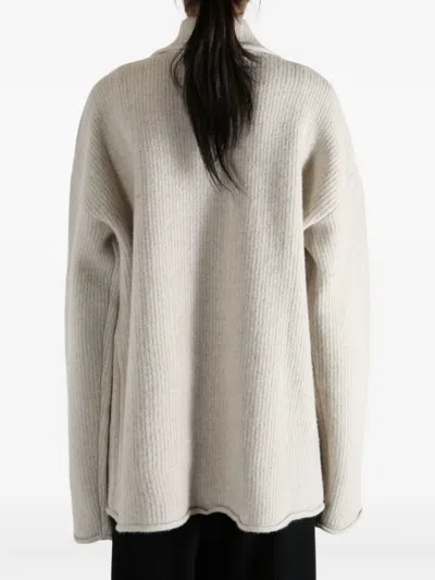 Casey Casey Rove Ribbed Wool Cardigan In White