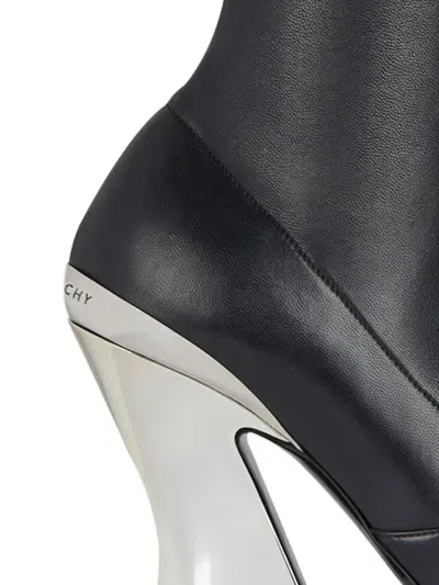 Givenchy Leather Metallic Sculpted-heel Ankle Booties In Black
