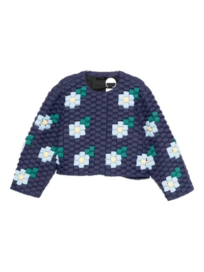 Raxxy Floral-quilted Padded Jacket In Blue