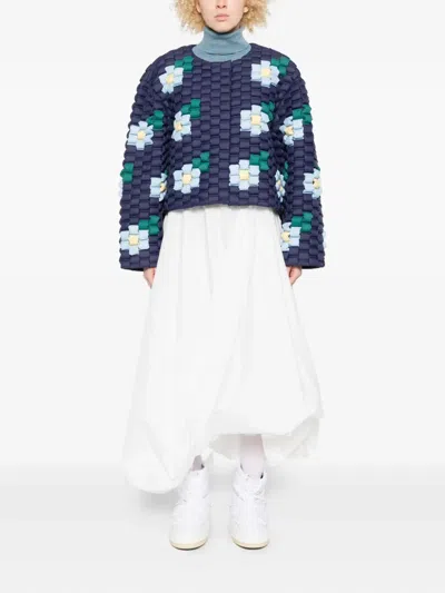 Raxxy Floral-quilted Padded Jacket In Blue