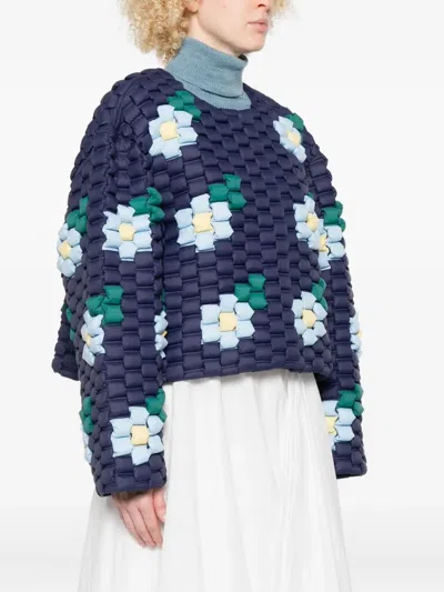 Raxxy Floral-quilted Padded Jacket In Blue