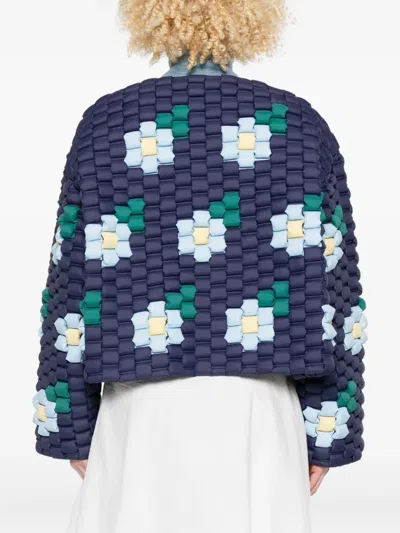 Raxxy Floral-quilted Padded Jacket In Blue