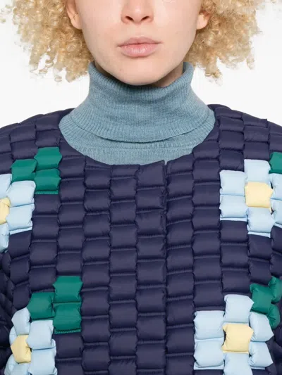 Raxxy Floral-quilted Padded Jacket In Blue