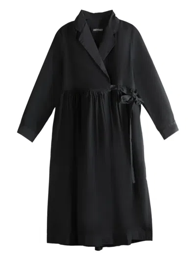 Casey Casey Taffeta Colette Wrap-effect Gathered Midi Dress In Black