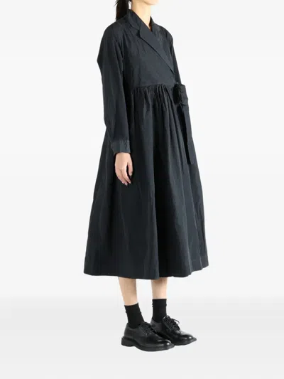 Casey Casey Taffeta Colette Wrap-effect Gathered Midi Dress In Black